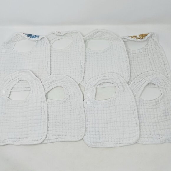 Zainpe Baby Girls 8 Piece Snap Muslin Cotton Absorbent & Soft Feeding Bibs 1208 - Picture 5 of 6